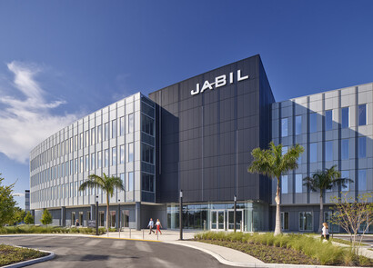 Exterior image of Jabil’s international headquarters in St. Petersburg, Florida