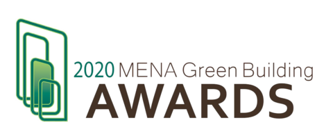 A green icon that seems to be layers of green rectangles, plus text that says: 2020 MENA Green Building
