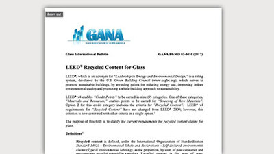 Leed recycled content for glass sheet.