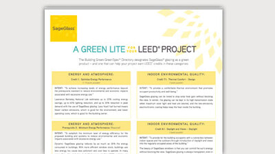 SageGlass green lite leed project information sheet. 