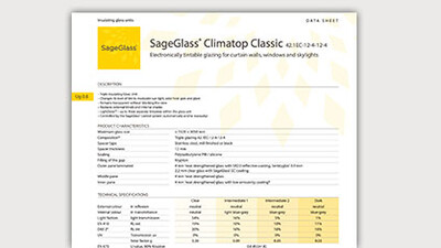 SageGlass climatop classic information sheet. 