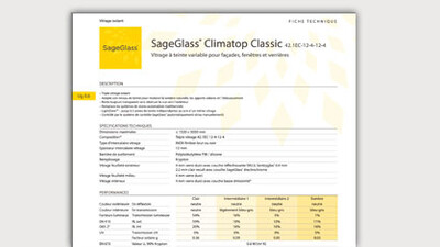 SageGlass climatop classic information sheet.
