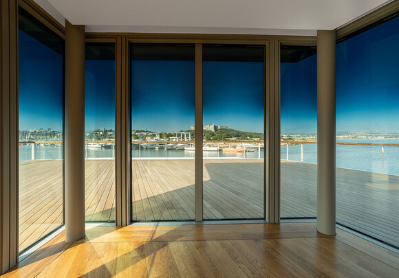 In Port Vauban building, glass tinted in Harmony state.