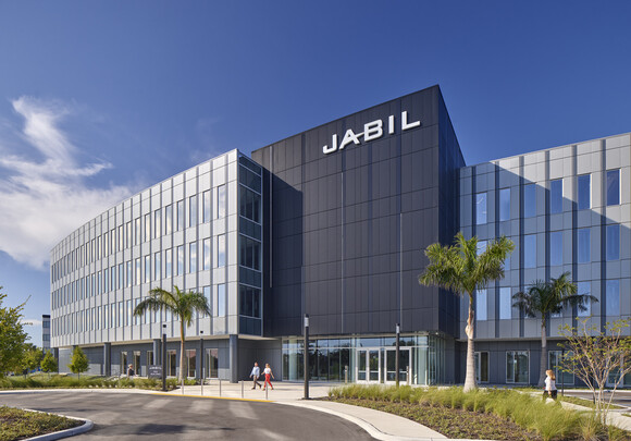Exterior image of Jabil’s international headquarters in St. Petersburg, Florida