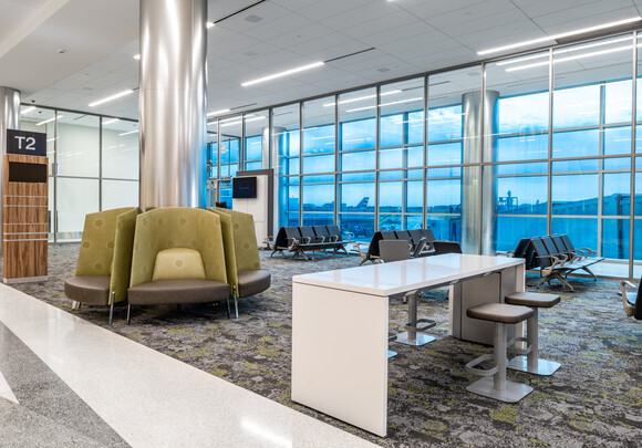 BNA waiting area with smart glass