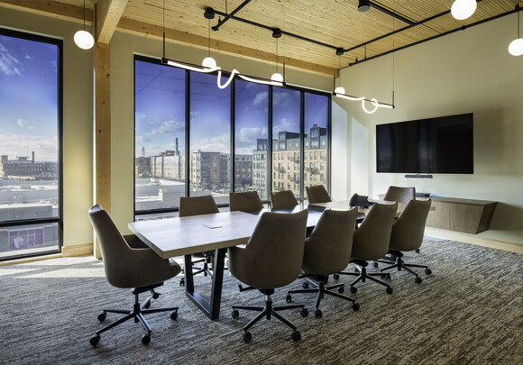 Conference room space on 4th floor of 40Ten office building with views of Baltimore cityscape